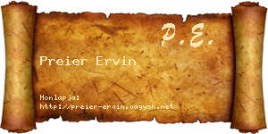 Preier Ervin névjegykártya